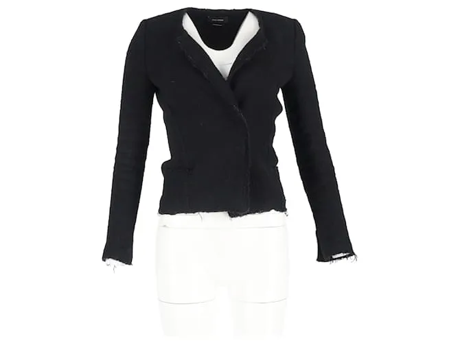Blazer Laurie Herringbone di Isabel Marant in Tweed di Cotone Nero