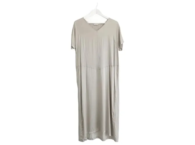 Abito maxi in seta beige d'archivio Dries Van Noten