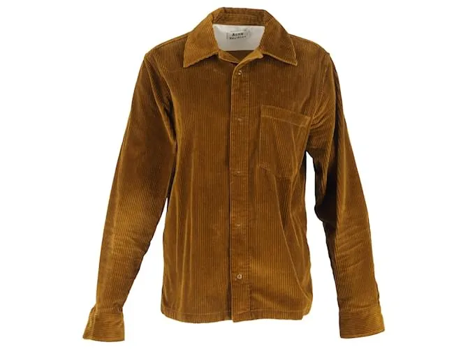 Camicia overshirt con bottoni Denver di Acne Studios in velluto a coste marrone Rosso