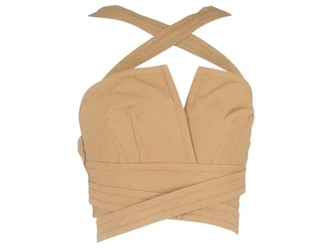 Top bustier effetto avvolgente in cotone marrone di Zimmermann Rosso