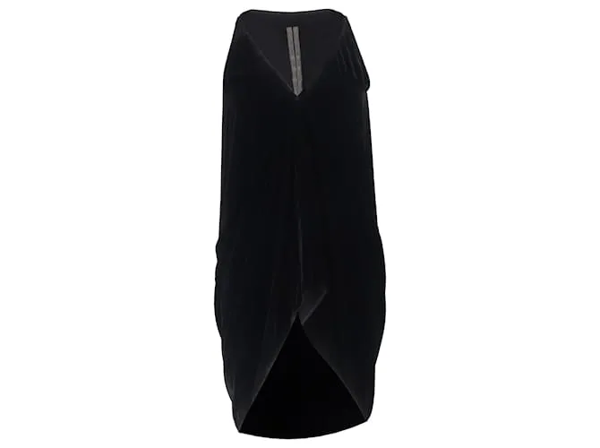 Top asimmetrico a V Rick Owens in velluto nero
