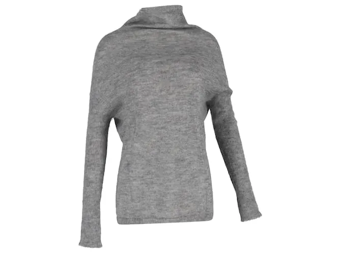 Maglione grigio in lana con collo alto lavorato a maglia di Rick Owens