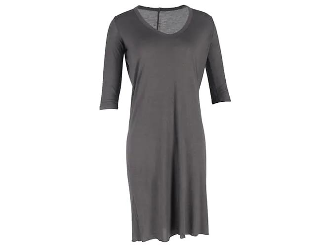 Abito mini a scollo rotondo Rick Owens in cotone grigio