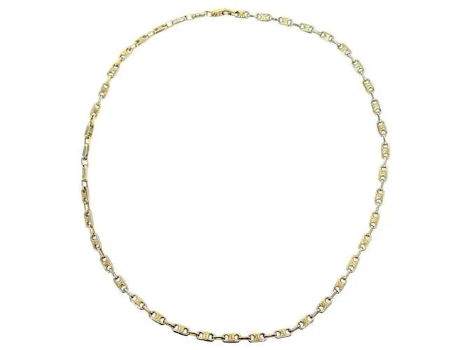 Céline COLLANA VINTAGE CELINE TRIOMPHE SAUTOIR 100CM CATENA GRAINS DI CAFFÈ ORO D'oro