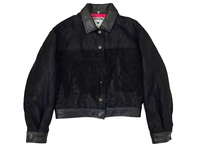 Moschino vintage giubbotto con frange anni '80 Nero