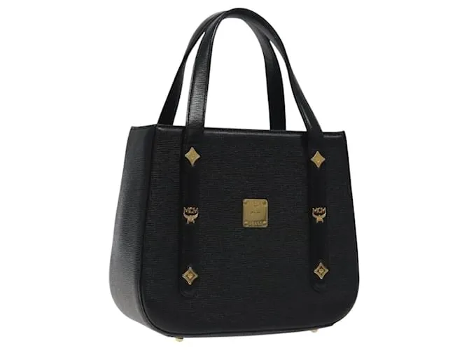Borsa MCM in pelle nera e oro Auth MY326 Nero D'oro