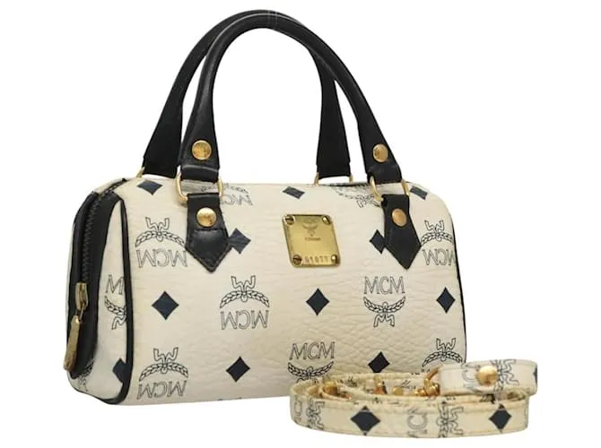 Borsa MCM Vicetos Logogram in pelle PVC bianca Auth sw260 Bianco