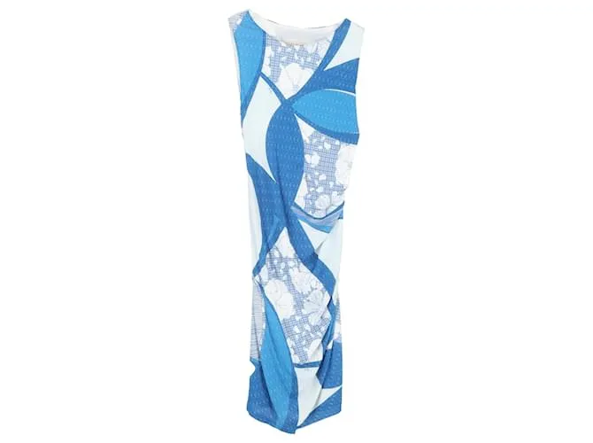 Abito stampato al ginocchio Emilio Pucci in viscosa blu