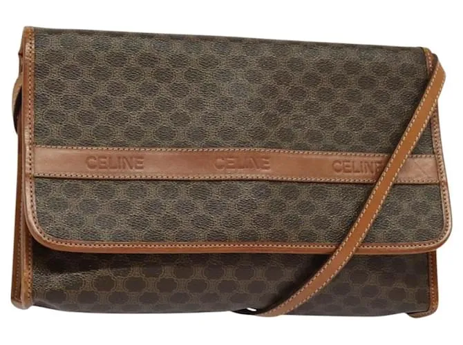 Céline Borsa a spalla in tela Macadam CELINE in pelle PVC marrone oro Auth sw164 D'oro