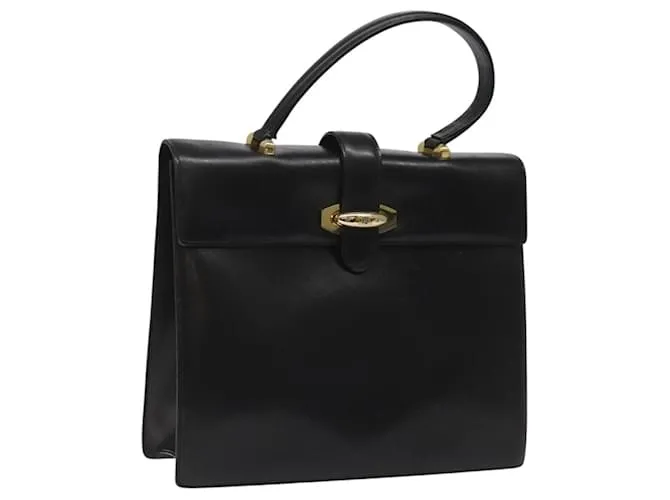 Céline Borsa a mano CELINE in pelle nera e oro Auth hk2385 Nero D'oro