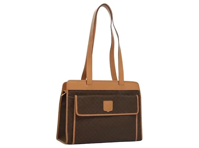 Céline Borsa a spalla in tela Macadam CELINE in pelle PVC marrone oro Auth sw165 D'oro