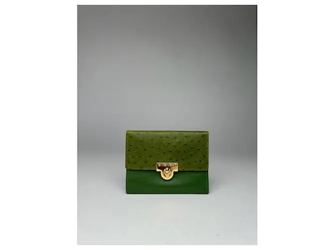 Portafoglio in pelle di struzzo Givenchy vintage verde