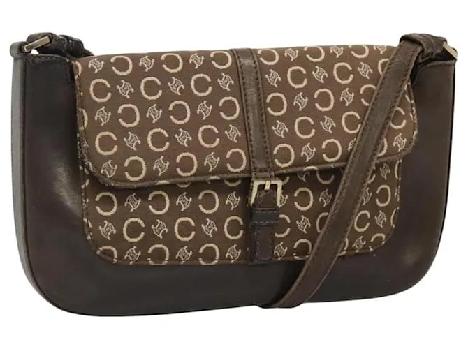 Céline Borsa a spalla in tela Macadam Celine C marrone oro Auth bs23720 D'oro