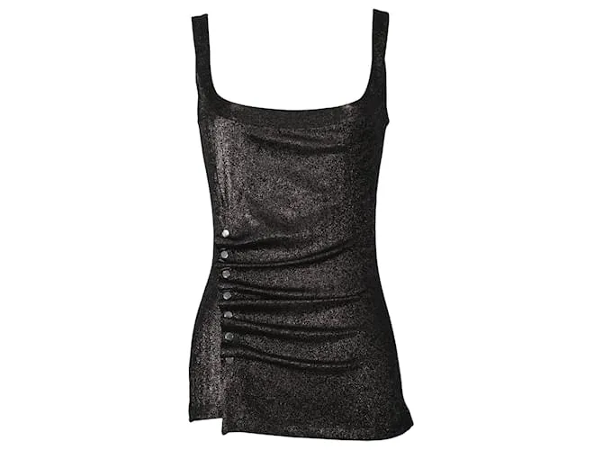 Paco Rabanne Spalline nere in jersey e lurex Nero