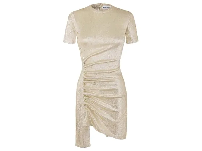 Paco Rabanne Abito mini drappeggiato in jersey dorato Argento Metallico