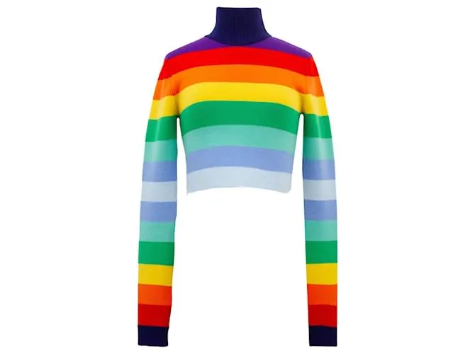 Paco Rabanne Maglione in lana con righe arcobaleno Multicolore