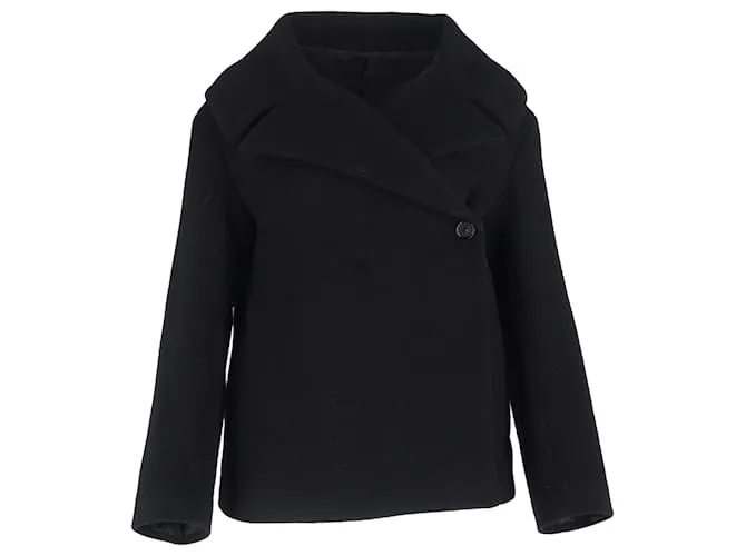 Giacca avvolgente in feltro Totême Blend in lana nera Nero