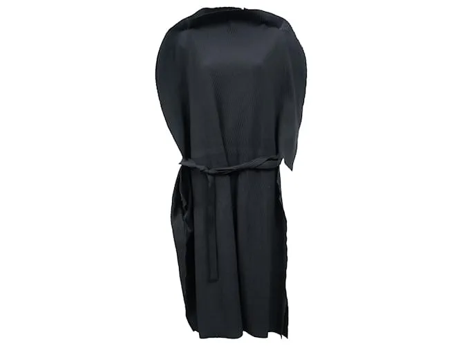 Abito midi plissettato con cintura Issey Miyake Me in poliestere nero