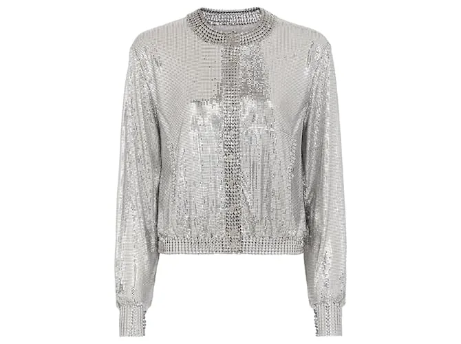 Paco Rabanne Giacca bomber in maglia argento Metallico