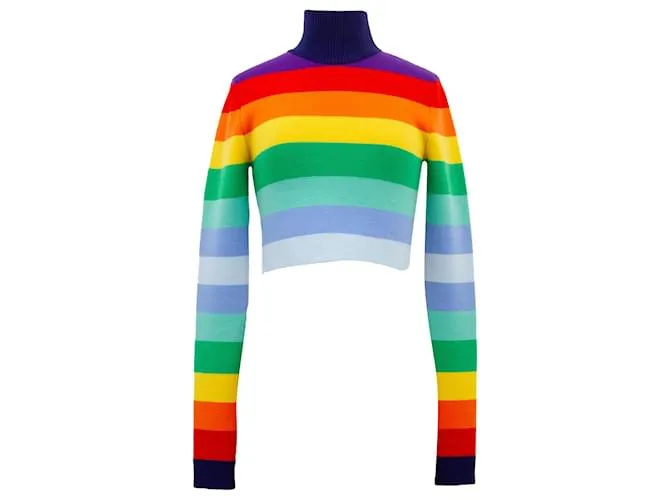 Paco Rabanne Maglione in lana a righe arcobaleno Multicolore