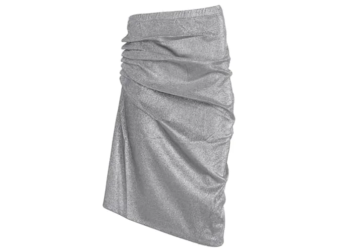 Paco Rabanne Gonna drappeggiata argento di lunghezza media con spacco a pressione Metallico