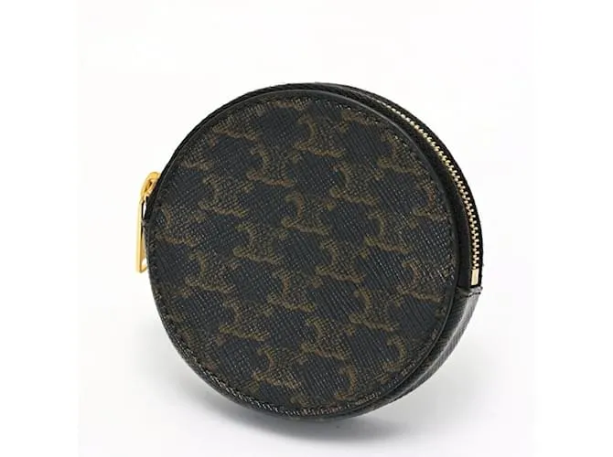 Céline Portamonete rotondo Celine in tela marrone