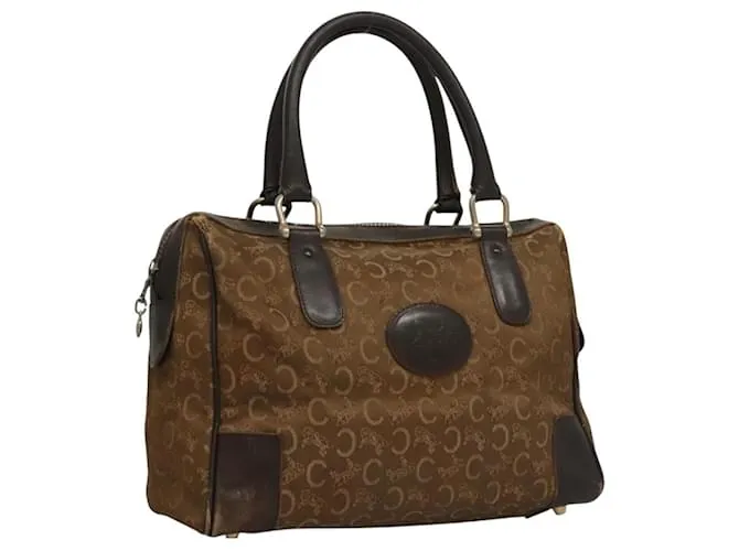 Céline Borsa a mano CELINE C Sulky in tela marrone oro Auth nb300 D'oro