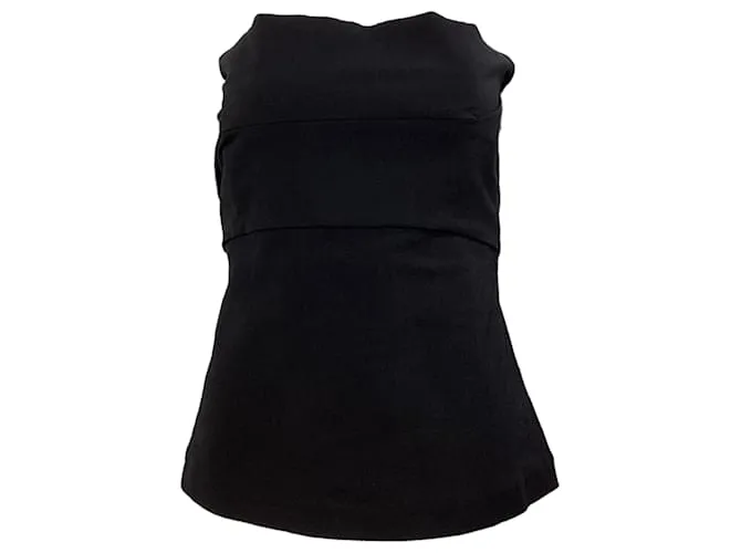 Top in crepe senza spalline in cotone nero di Rick Owens