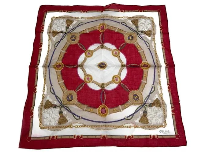 Céline Tessuto vintage Celine rosso bianco dorato