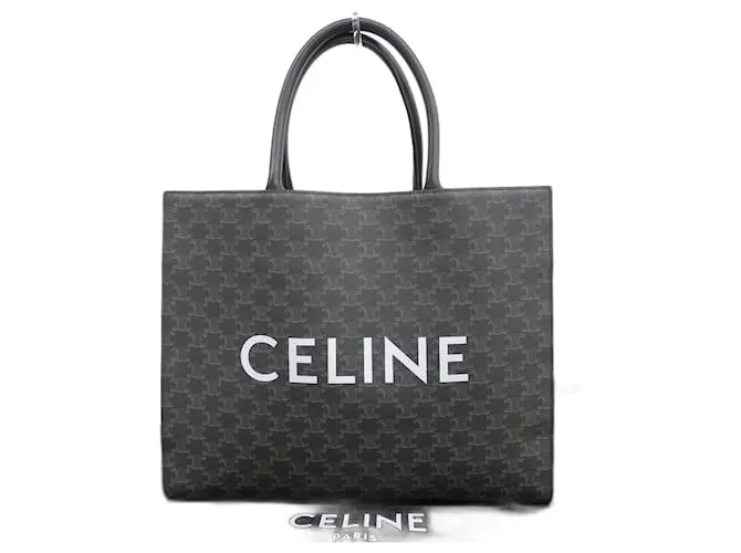 Céline Borsa a mano orizzontale con logo Celine Trionphe nera Nero