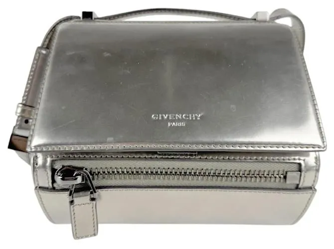 Borsa a spalla in pelle grigia metallica Givenchy Metallico