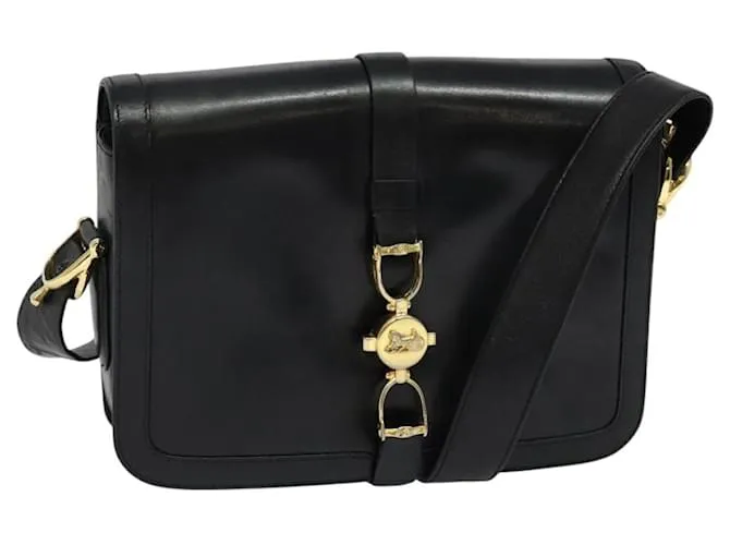 Céline Borsa a spalla CELINE in pelle nera e oro Auth mr1261 Nero D'oro