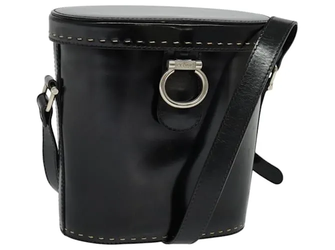 Céline Borsa a spalla CELINE in pelle verniciata nera Auth 116182 Nero