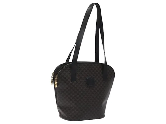 Céline Borsa a spalla in tela Macadam CELINE in pelle PVC nera e oro Auth BD1404 Nero D'oro