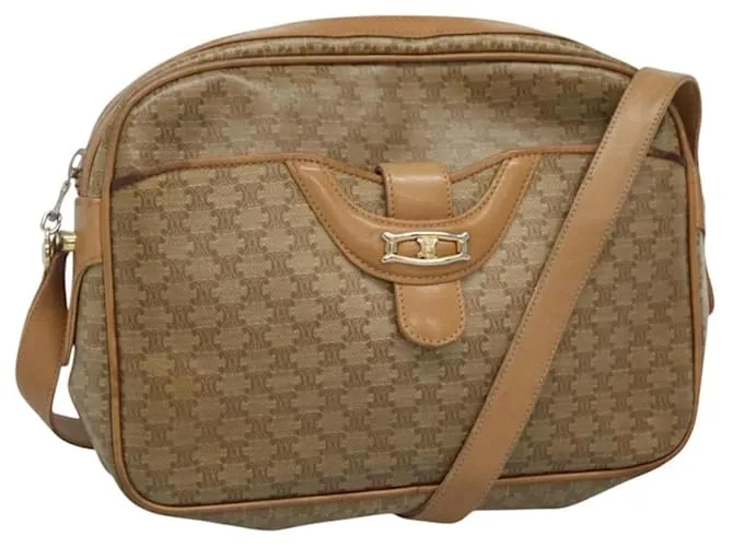 Céline Borsa a spalla in tela Macadam CELINE PVC beige oro Auth 116101 D'oro