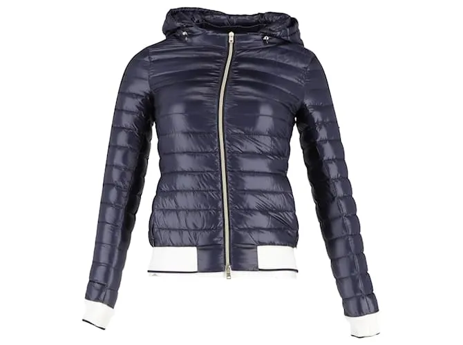Giacca imbottita con cappuccio e zip Herno in poliamide blu navy