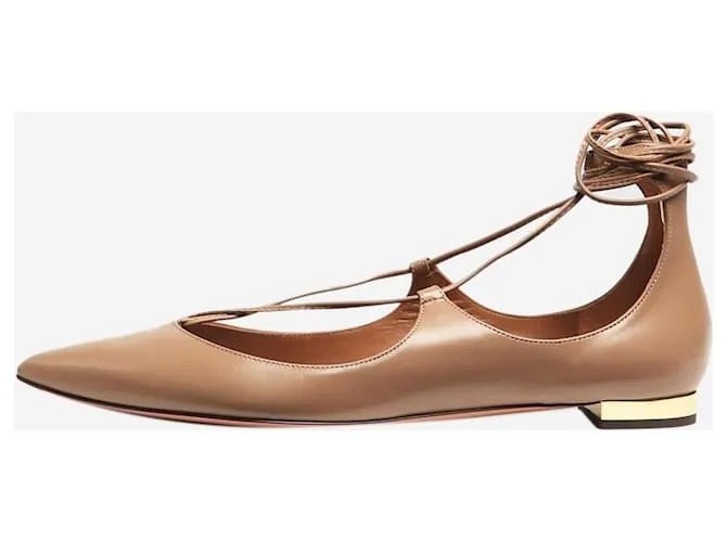 Aquazzura Ballerine Christy in pelle taupe - taglia EU 37