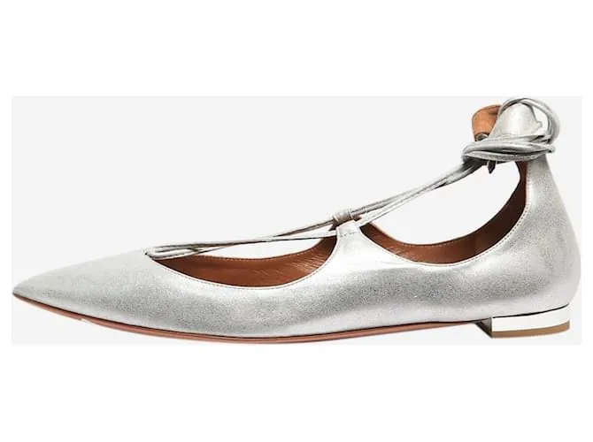 Aquazzura Ballerine Christy metalliche argento - taglia EU 37