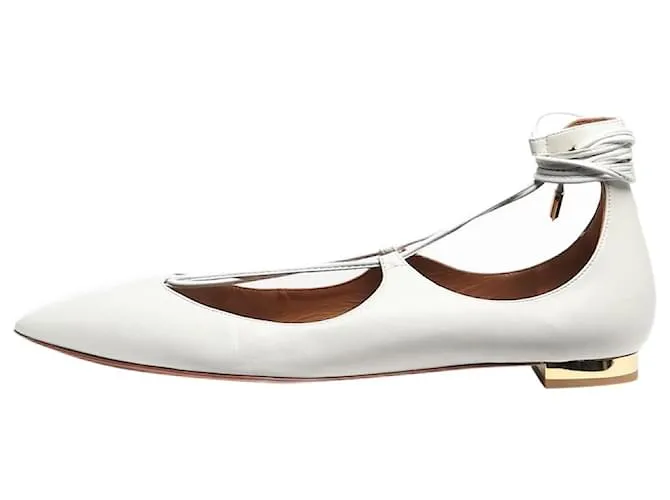 Aquazzura Ballerine Christy in pelle bianca - taglia EU 37 Bianco