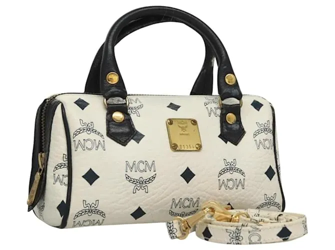Borsa MCM Vicetos Logogram in pelle PVC 2 vie bianca Auth 116709 Bianco