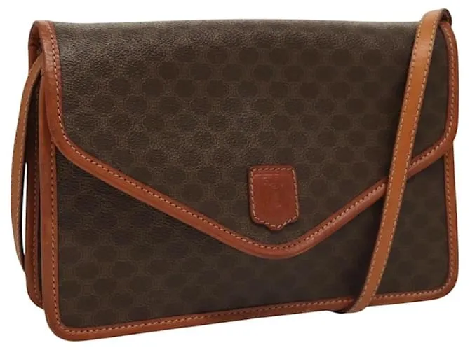 Céline Borsa a spalla in tela Macadam CELINE in pelle PVC marrone oro Auth ki5627 D'oro