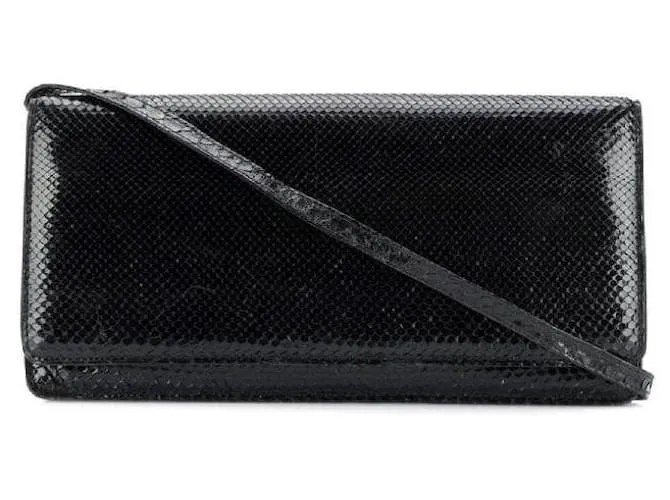 Autre Marque A.N.G.E.L.O. Vintage Cult Clutch in Pitone Nero - Anni 2000