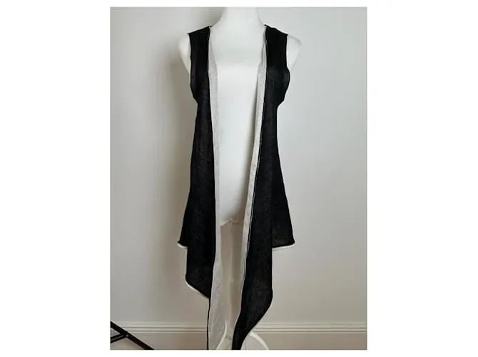 Top in lana vintage Issey Miyake nero grigio