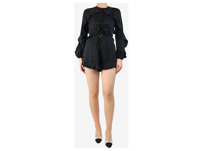 Zimmermann Tutina in seta nera con volant - taglia UK 8 Nero