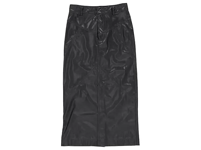 Gonna Midi Breanne in Pelle Sintetica Nera di Isabel Marant Étoile Nero