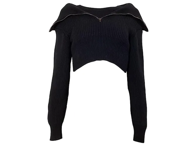 Jacquemus La Maille Risoul Maglione Corto in Lana Nera in Lana Merino Nero