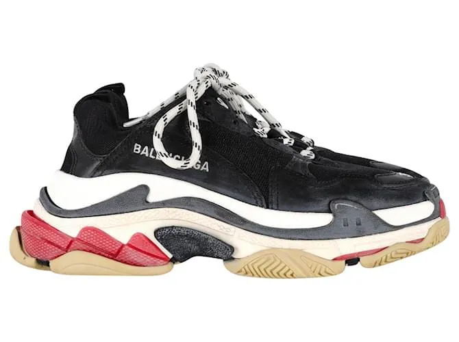 Sneakers Balenciaga Triple S in poliestere nero, bianco e rosso