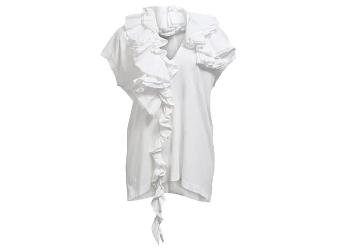 T-shirt in jersey arricciato Dries Van Noten in cotone bianco Crudo
