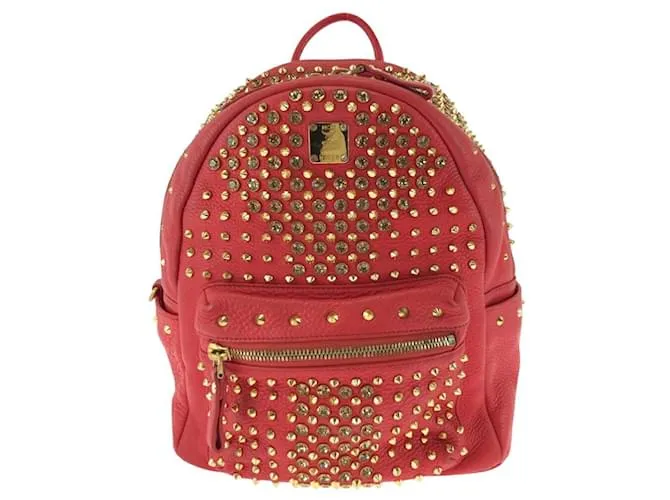 Zaino in pelle MCM con borchie W3379 Rosso