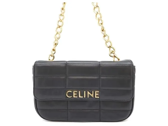 Céline Borsa a Spalla Celine Chain Matelassé Monocromatica Nero